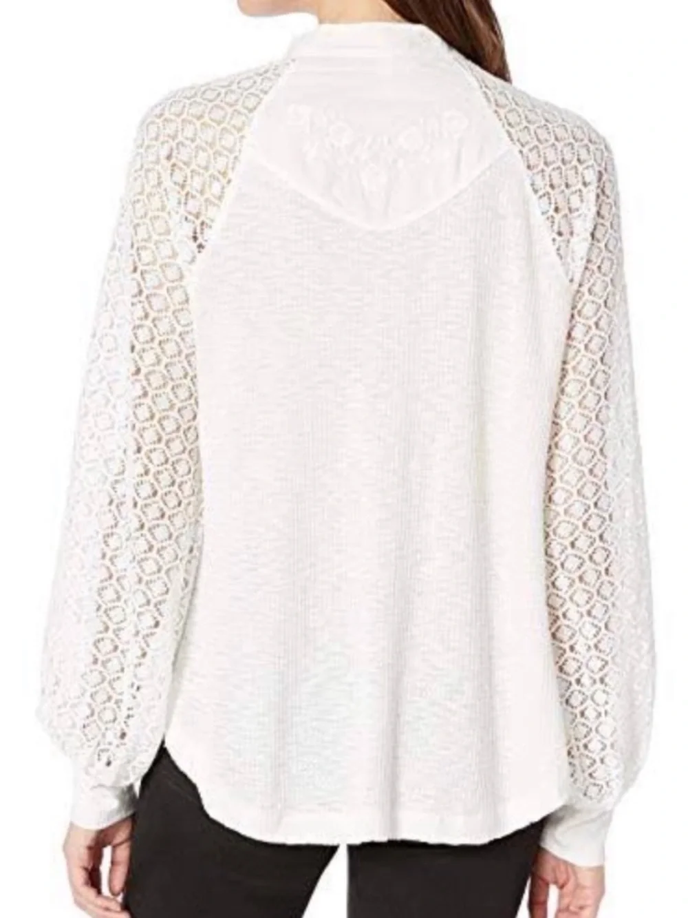 Free People Sweetest Thing Thermal Top Ivory White Size Large NWT New